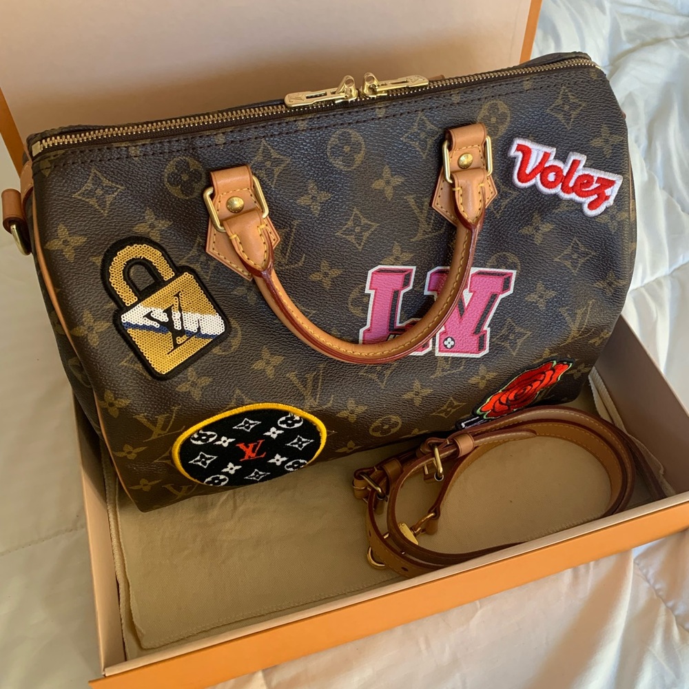Authentic Louis Vuitton Speedy 30 Patches Limited Edition
